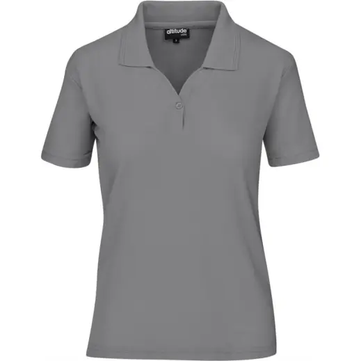 Ladies Basic Pique Golf Shirt Grey Front
